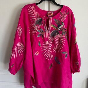 Johnny Was Plus Size Top JOHNNY WAS Tunic Top 3X KALUHI Split Floral Boho